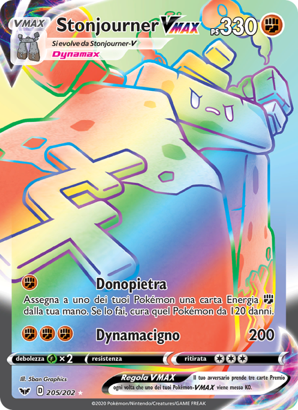 Stonjourner VMAX 205/216 — Sword & Shield (Italian Pokémon TCG card)