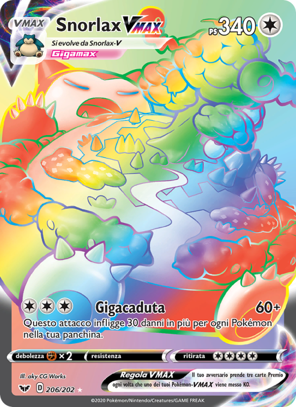 Snorlax VMAX 206/216 — Sword & Shield (Italian Pokémon TCG card)
