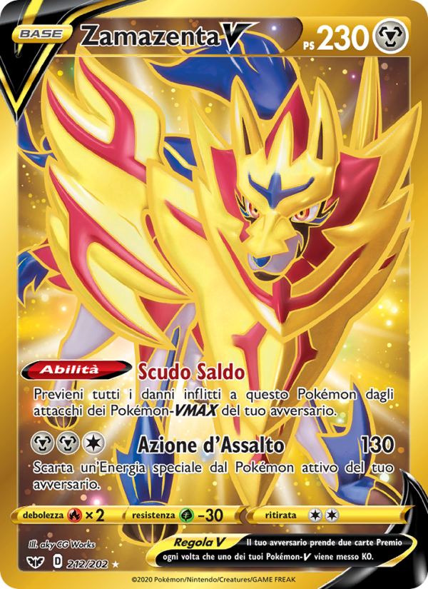 Zamazenta V 212/216 — Sword & Shield (Italian Pokémon TCG card)