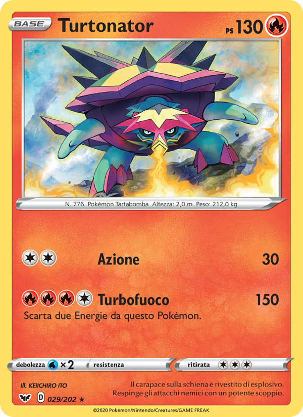Turtonator 029/216 — Sword & Shield (Italian Pokémon TCG card)