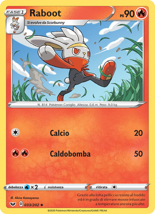 Raboot 033/216 — Sword & Shield (Italian Pokémon TCG card)