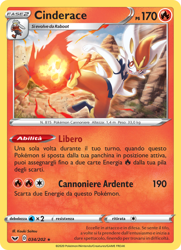 Cinderace 034/216 — Sword & Shield (Italian Pokémon TCG card)