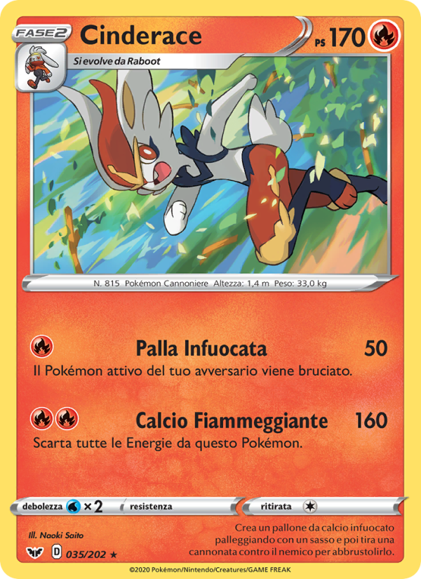 Cinderace 035/216 — Sword & Shield (Italian Pokémon TCG card)