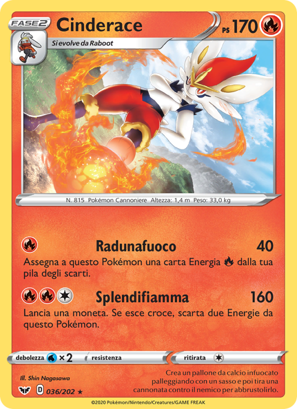 Cinderace 036/216 — Sword & Shield (Italian Pokémon TCG card)