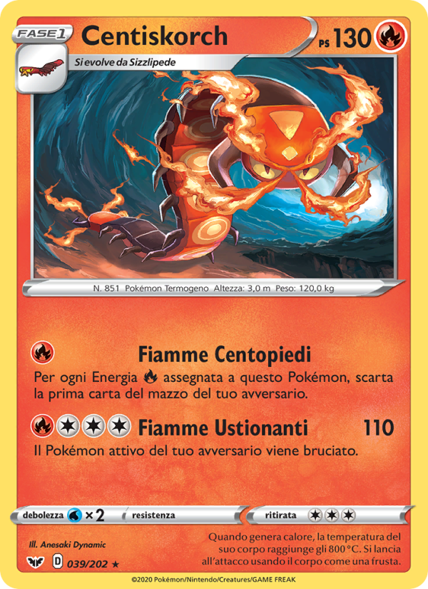 Centiskorch 039/216 — Sword & Shield (Italian Pokémon TCG card)