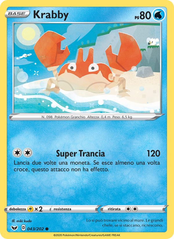 Krabby 043/216 — Sword & Shield (Italian Pokémon TCG card)