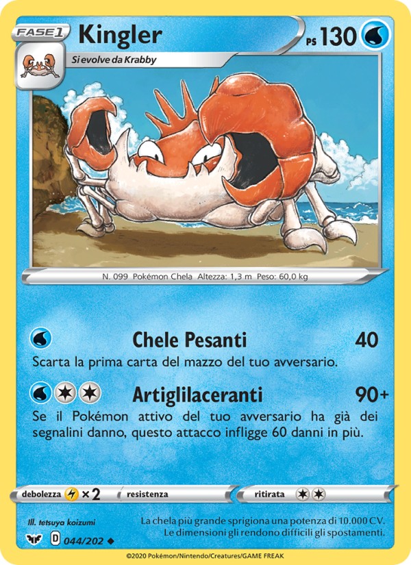 Kingler 044/216 — Sword & Shield (Italian Pokémon TCG card)