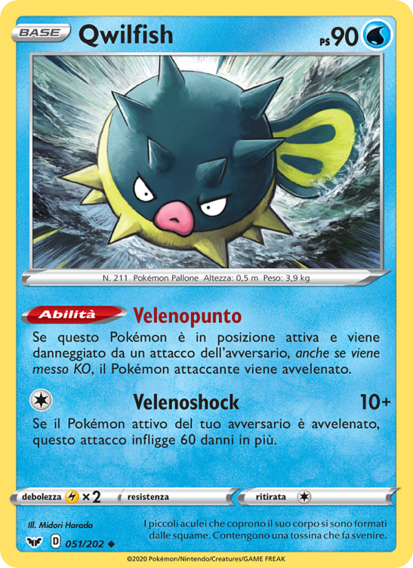 Qwilfish 051/216 — Sword & Shield (Italian Pokémon TCG card)
