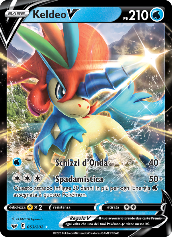 Keldeo V 053/216 — Sword & Shield (Italian Pokémon TCG card)