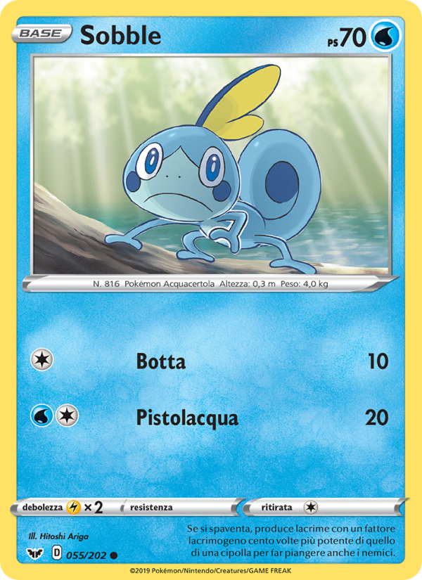 Sobble 055/216 — Sword & Shield (Italian Pokémon TCG card)