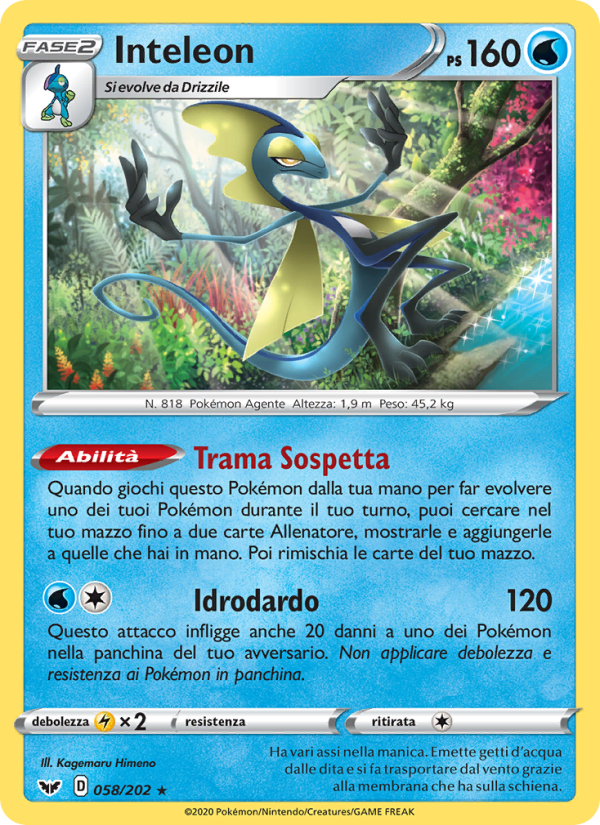 Inteleon 058/216 — Sword & Shield (Italian Pokémon TCG card)