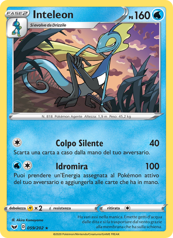 Inteleon 059/216 — Sword & Shield (Italian Pokémon TCG card)