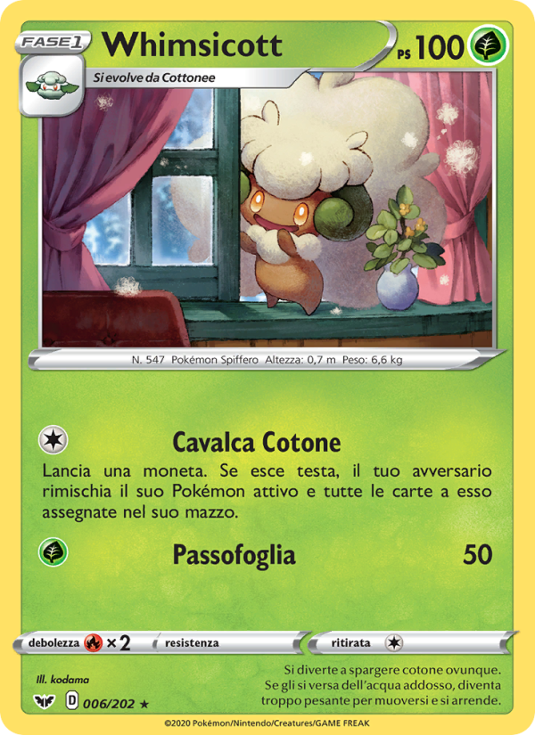Whimsicott 006/216 — Sword & Shield (Italian Pokémon TCG card)