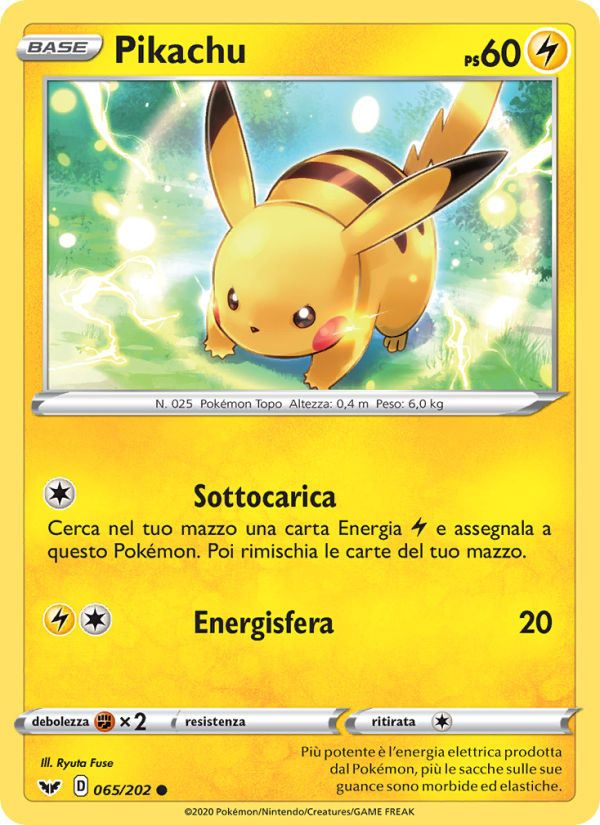 Pikachu 065/216 — Sword & Shield (Italian Pokémon TCG card)