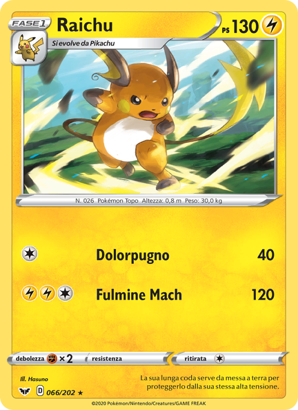 Raichu 066/216 — Sword & Shield (Italian Pokémon TCG card)