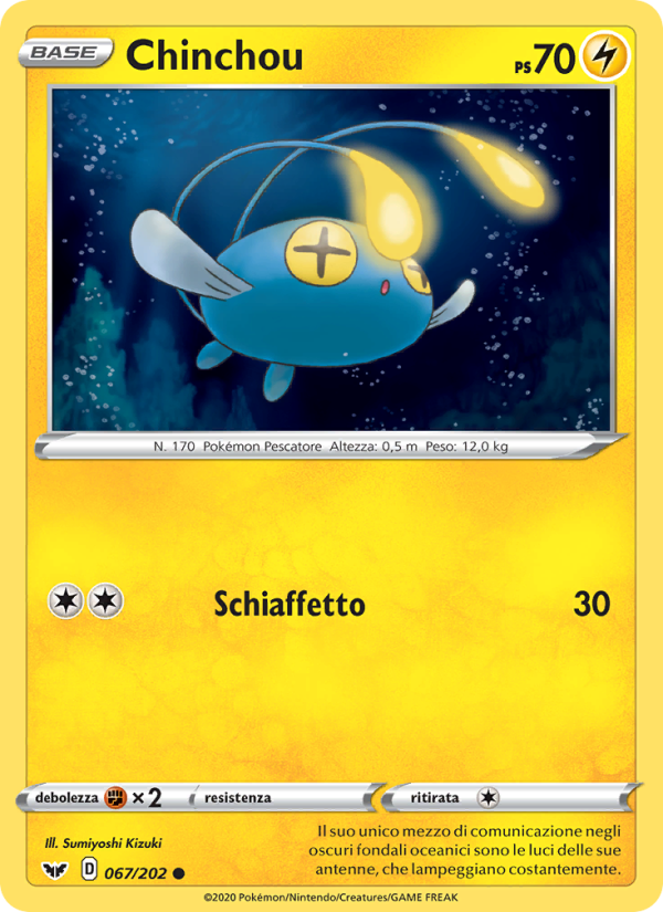 Chinchou 067/216 — Sword & Shield (Italian Pokémon TCG card)