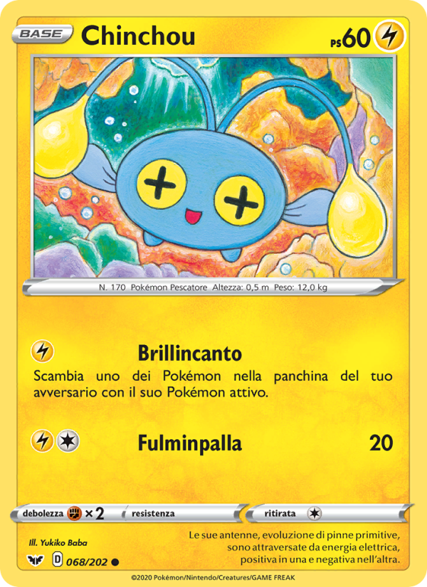 Chinchou 068/216 — Sword & Shield (Italian Pokémon TCG card)
