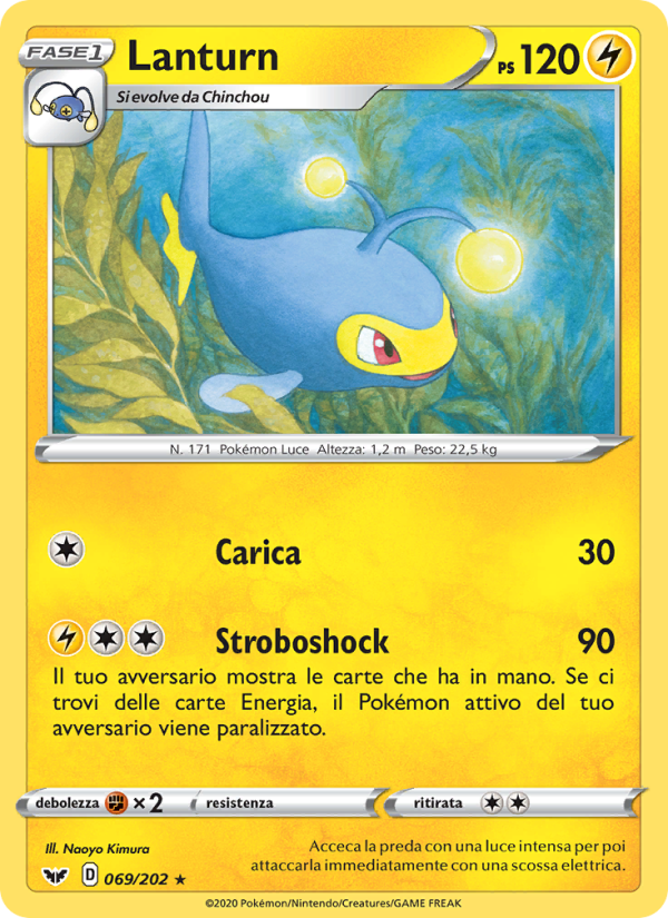 Lanturn 069/216 — Sword & Shield (Italian Pokémon TCG card)