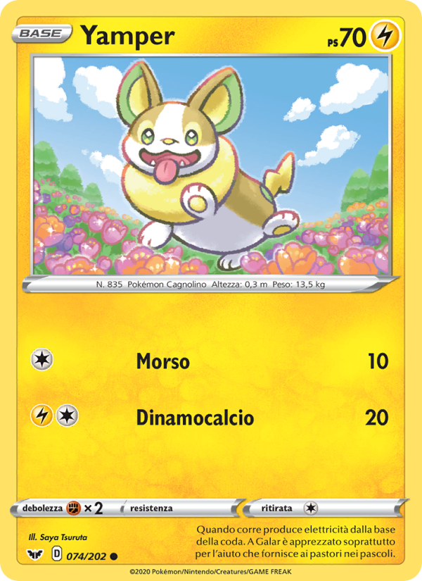 Yamper 074/216 — Sword & Shield (Italian Pokémon TCG card)