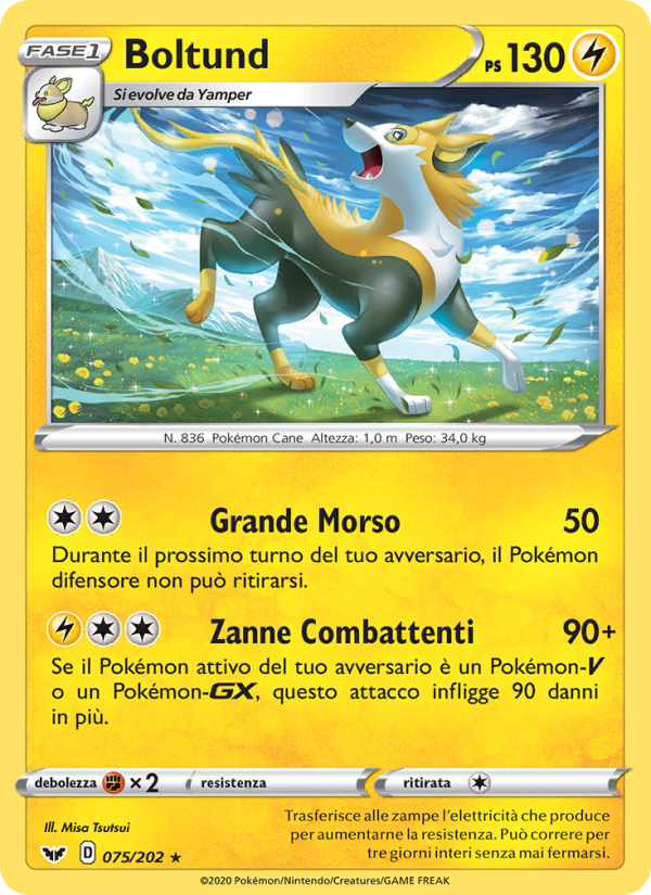 Boltund 075/216 — Sword & Shield (Italian Pokémon TCG card)