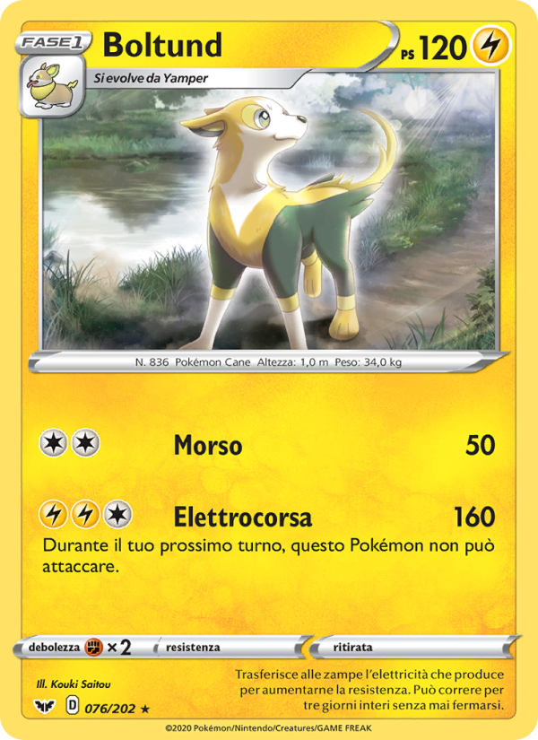 Boltund 076/216 — Sword & Shield (Italian Pokémon TCG card)