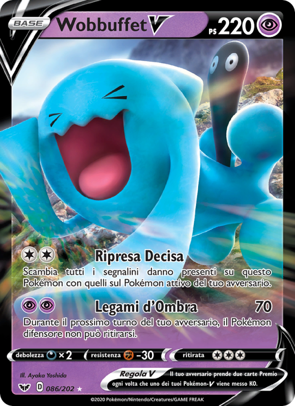 Wobbuffet V 086/216 — Sword & Shield (Italian Pokémon TCG card)