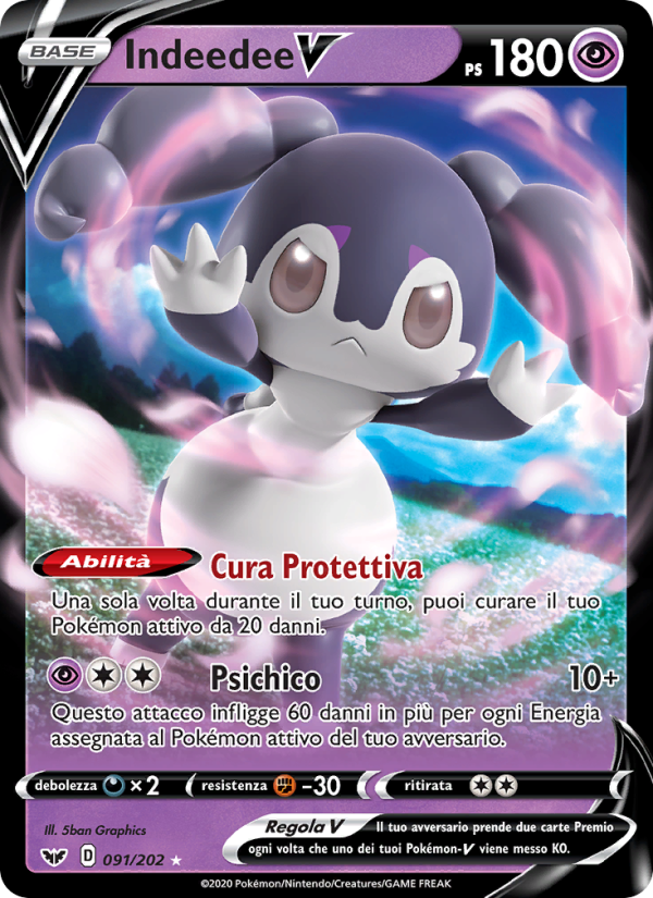 Indeedee V 091/216 — Sword & Shield (Italian Pokémon TCG card)