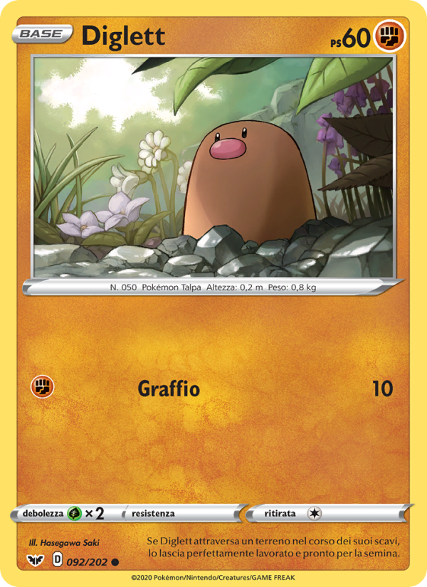Diglett 092/216 — Sword & Shield (Italian Pokémon TCG card)