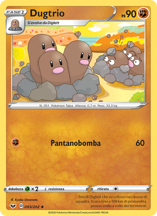 Dugtrio 093/216 — Sword & Shield (Italian Pokémon TCG card)