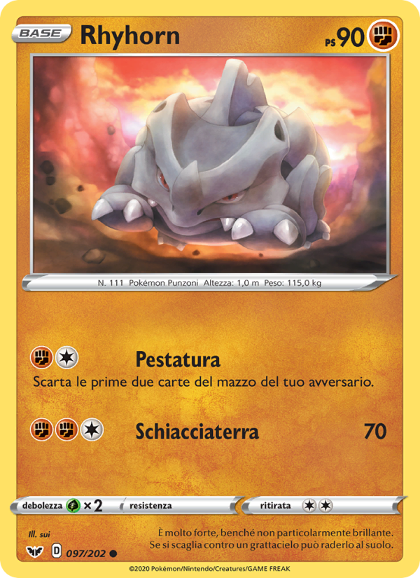 Rhyhorn 097/216 — Sword & Shield (Italian Pokémon TCG card)
