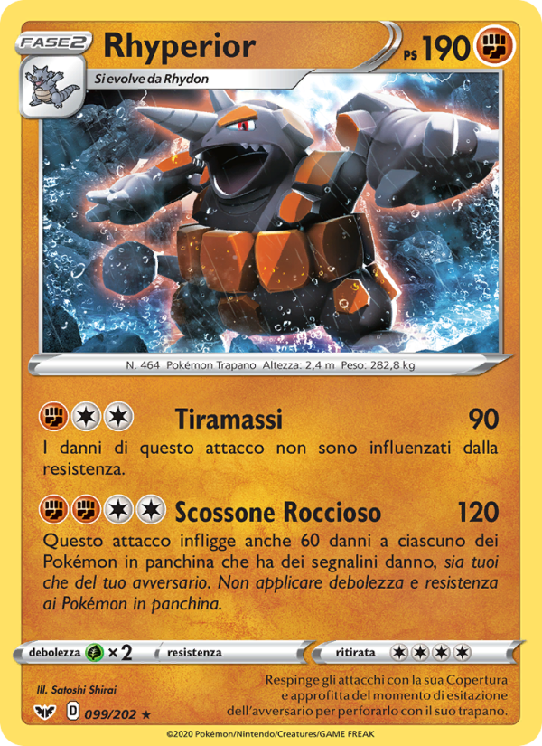 Rhyperior 099/216 — Sword & Shield (Italian Pokémon TCG card)
