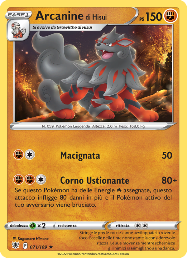 Arcanine di Hisui 071/246 — Astral Radiance (Italian Pokémon TCG card)