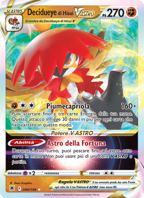 Decidueye di Hisui V ASTRO 084/246 — Astral Radiance (Italian Pokémon TCG card)