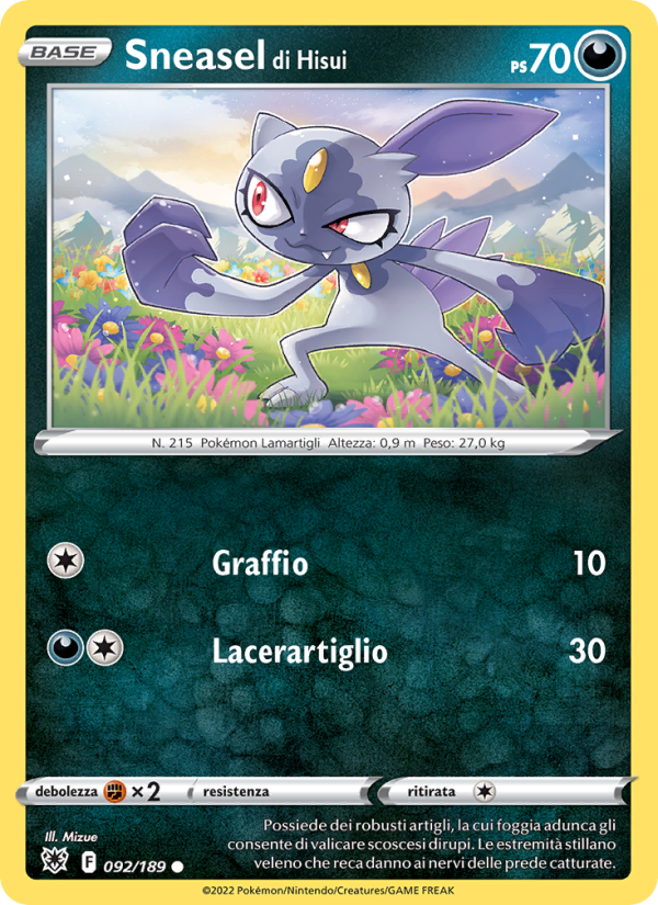 Sneasel di Hisui 092/246 — Astral Radiance (Italian Pokémon TCG card)