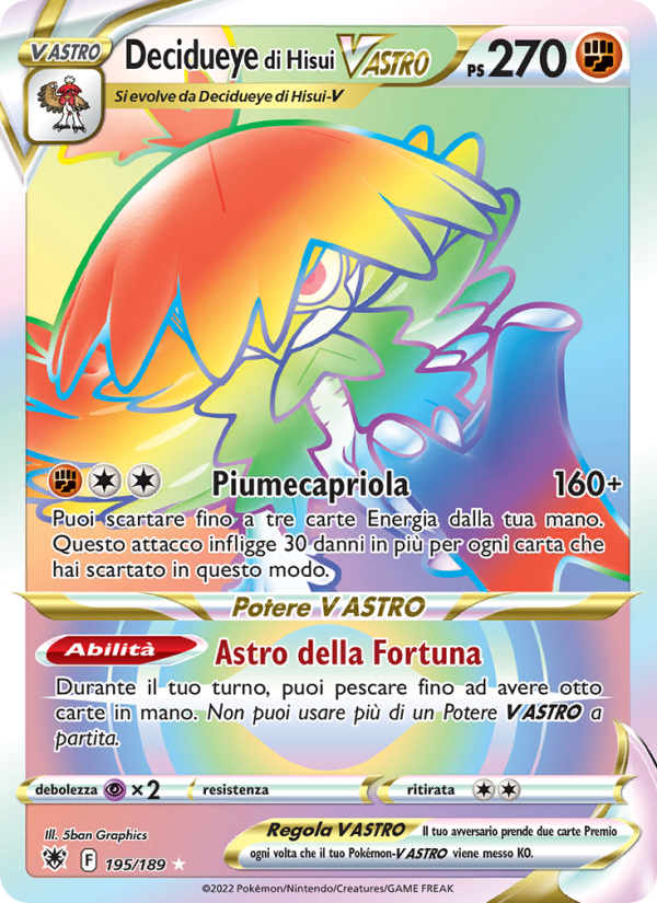 Decidueye di Hisui V ASTRO 195/246 — Astral Radiance (Italian Pokémon TCG card)