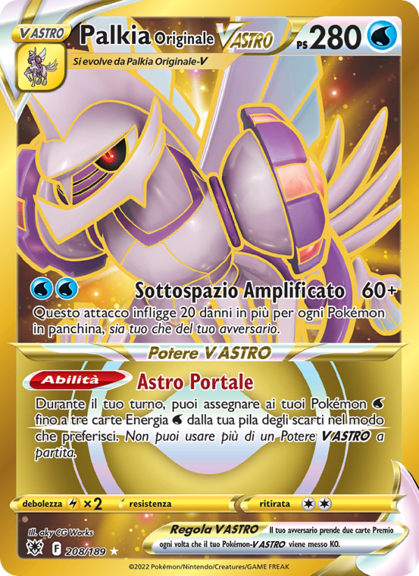 Palkia Originale V ASTRO 208/246 — Astral Radiance (Italian Pokémon TCG card)