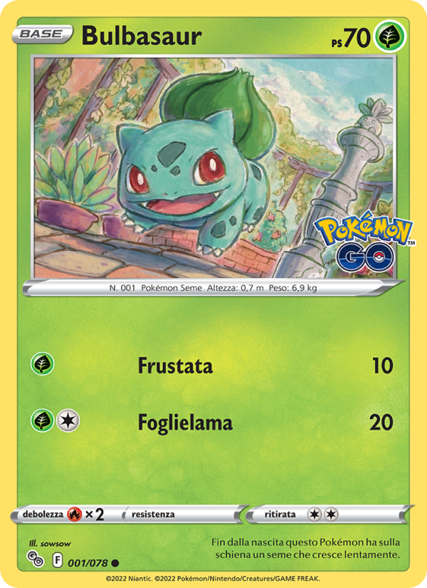 Bulbasaur 001/88 — Pokémon GO (Italian Pokémon TCG card)