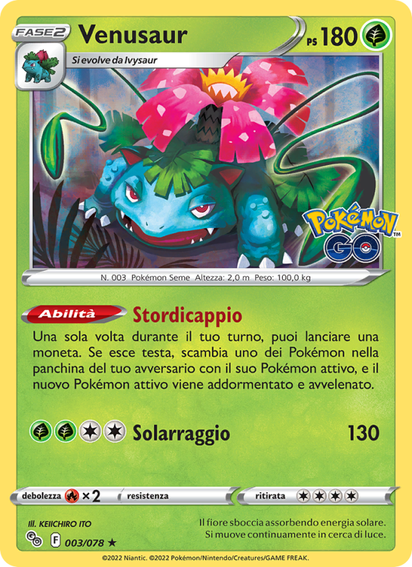 Venusaur 003/88 — Pokémon GO (Italian Pokémon TCG card)