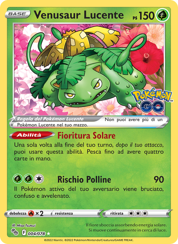 Venusaur Lucente 004/88 — Pokémon GO (Italian Pokémon TCG card)