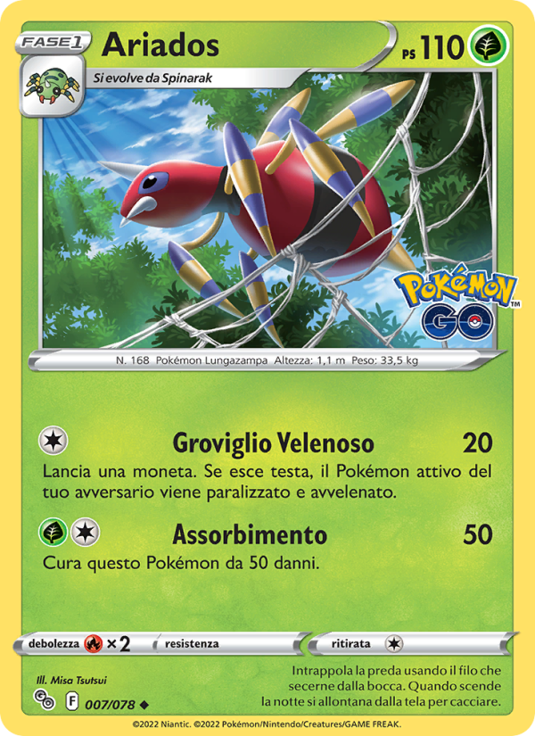 Ariados 007/88 — Pokémon GO (Italian Pokémon TCG card)