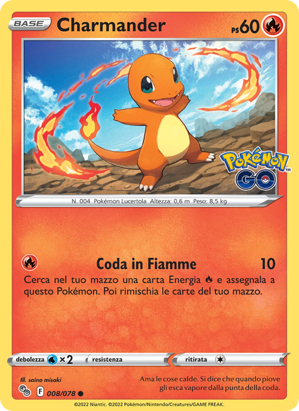 Charmander 008/078 — Pokémon GO (Italian Pokémon TCG card)