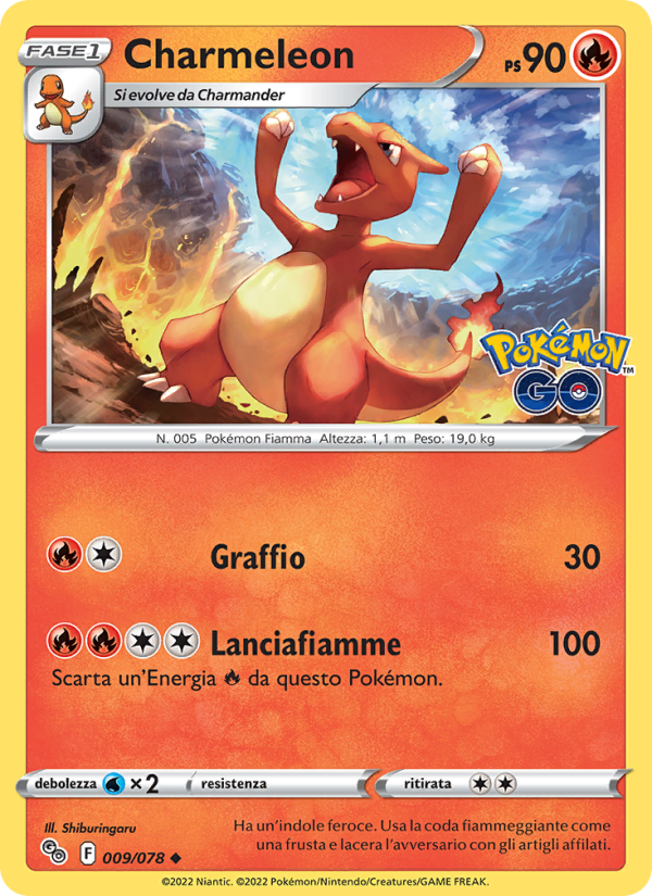 Charmeleon 009/078 — Pokémon GO (Italian Pokémon TCG card)