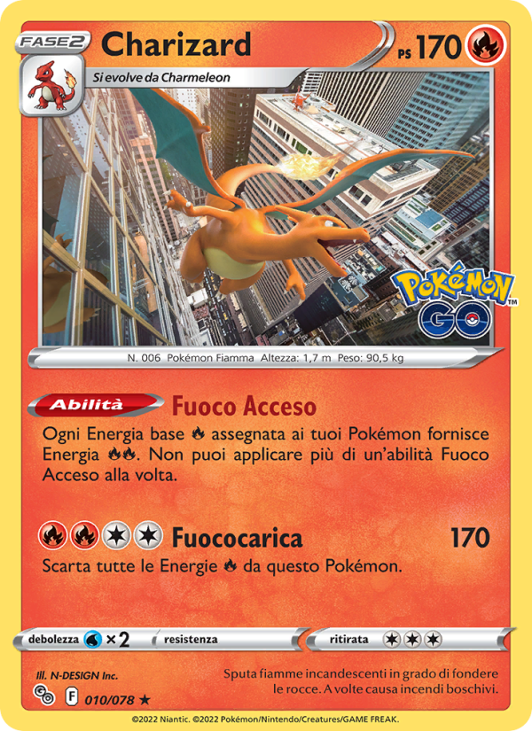 Charizard 010/88 — Pokémon GO (Italian Pokémon TCG card)