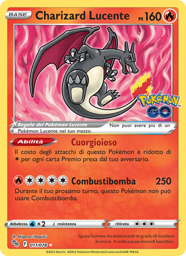 Charizard Lucente 011/078 — Pokémon GO (Italian Pokémon TCG card)
