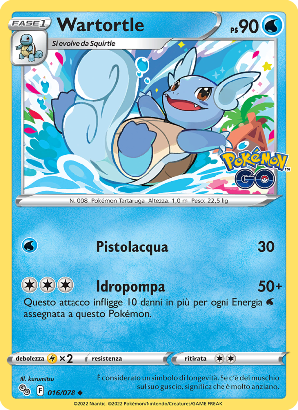 Wartortle 016/88 — Pokémon GO (Italian Pokémon TCG card)