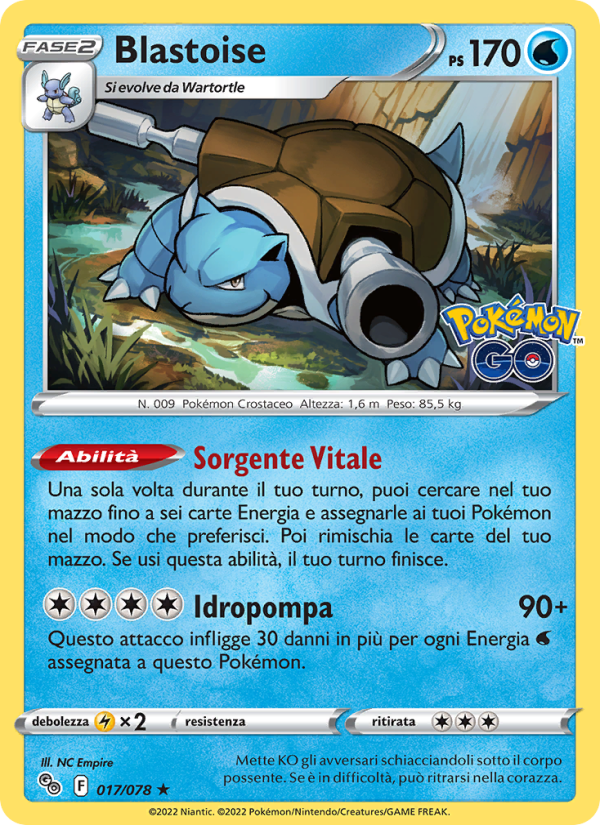 Blastoise 017/88 — Pokémon GO (Italian Pokémon TCG card)