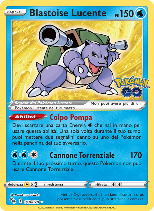Blastoise Lucente 018/88 — Pokémon GO (Italian Pokémon TCG card)