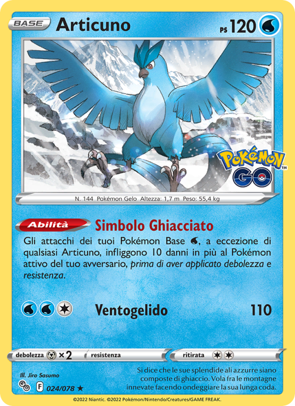 Articuno 024/88 — Pokémon GO (Italian Pokémon TCG card)