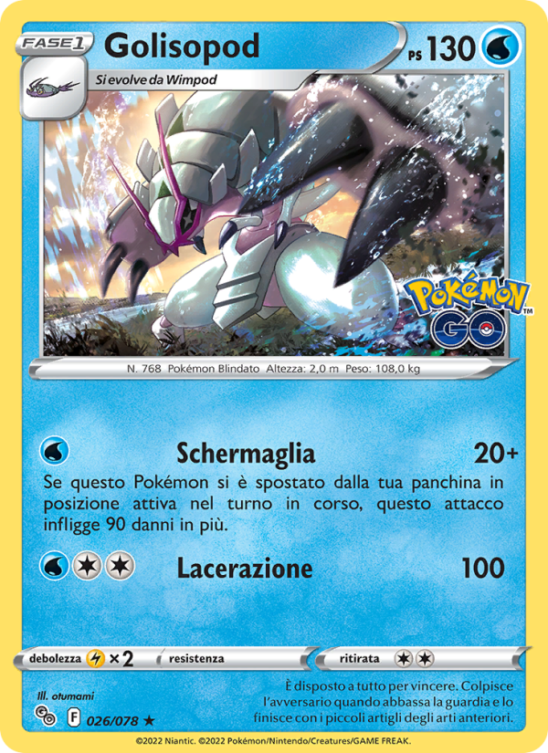 Golisopod 026/88 — Pokémon GO (Italian Pokémon TCG card)
