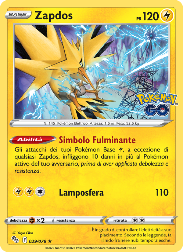 Zapdos 029/88 — Pokémon GO (Italian Pokémon TCG card)